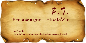 Pressburger Trisztán névjegykártya